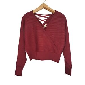 Derek Heart Sweater Womens Size M Crisscross Back Feminine Soft Girl Gypsy Artsy